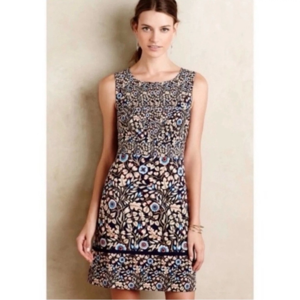 Maeve Anthropolgie Brindille Preppy Artsy Women 6 Sheath Floral Dress Sleeveless